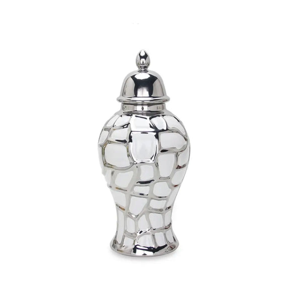 Silver & white ginger jar